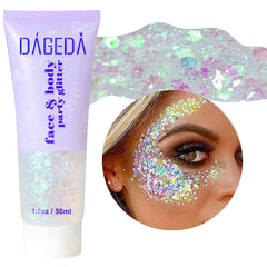 DAGEDA front packaging showing glitter gel and brand clarity benefit