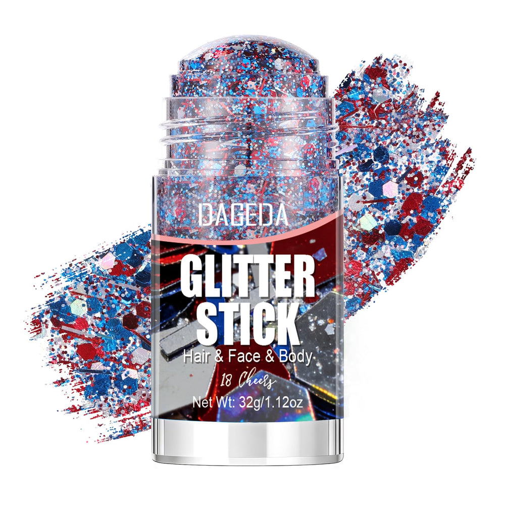 DAGEDA glitter stick front packaging showing patriotic colors and portability