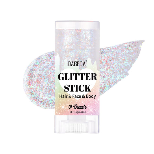 DAGEDA front packaging glitter stick showing compact, travel-ready design for convenience
