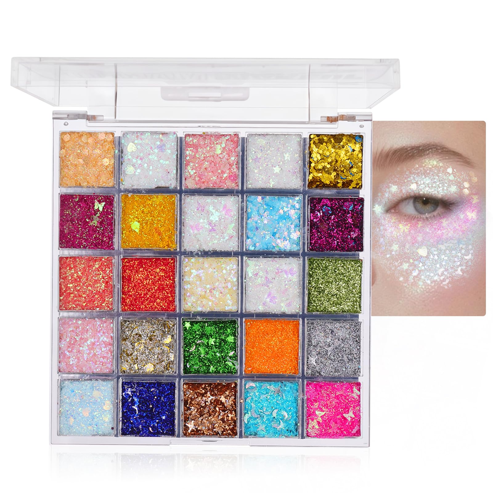 DAGEDA front view of closed glitter gel palette showing compact design and transparent lid for easy carrying