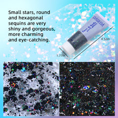 DAGEDA glitter applied to cheekbone enhances complexion with multi-color reflect