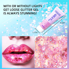 DAGEDA applied on eyelid detail showcasing holographic shine benefit: stage-ready sparkle