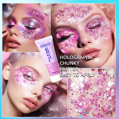 DAGEDA showing glitter gel used as hair highlight benefit: eye-catching festival accents