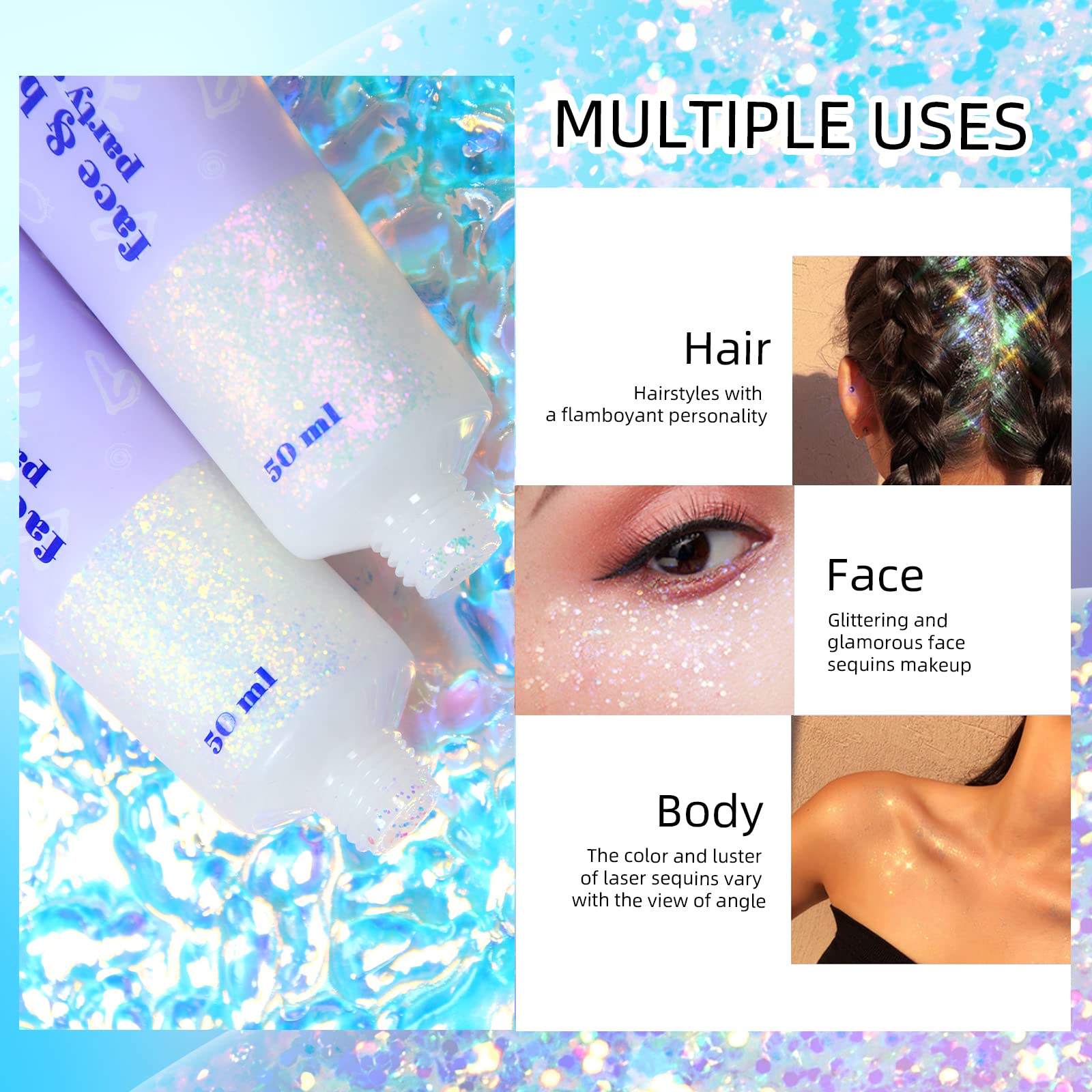 DAGEDA glitter used as hair streak adding color-shifting highlights and movement