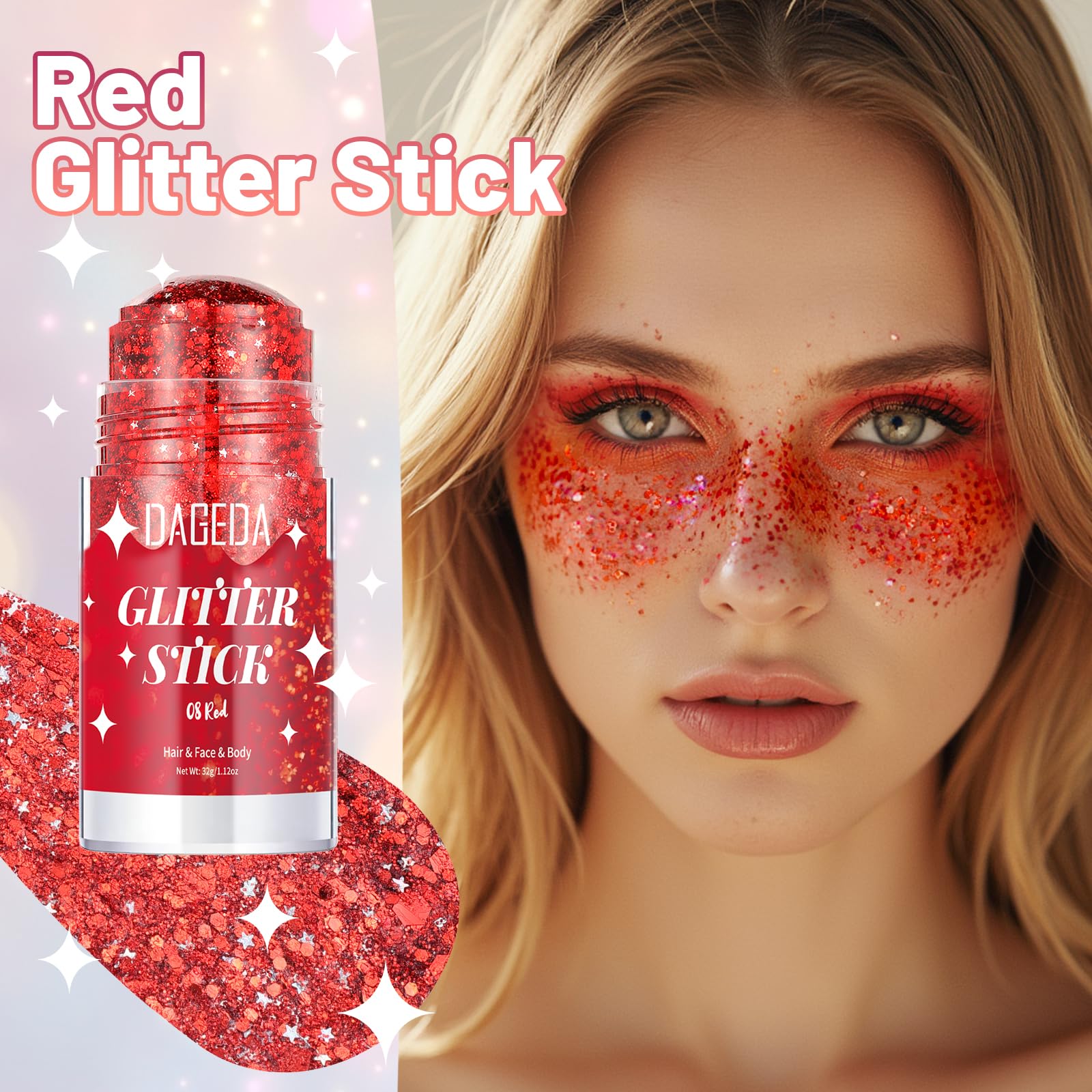 DAGEDA glitter texture close-up highlighting holographic sparkle and reflective depth