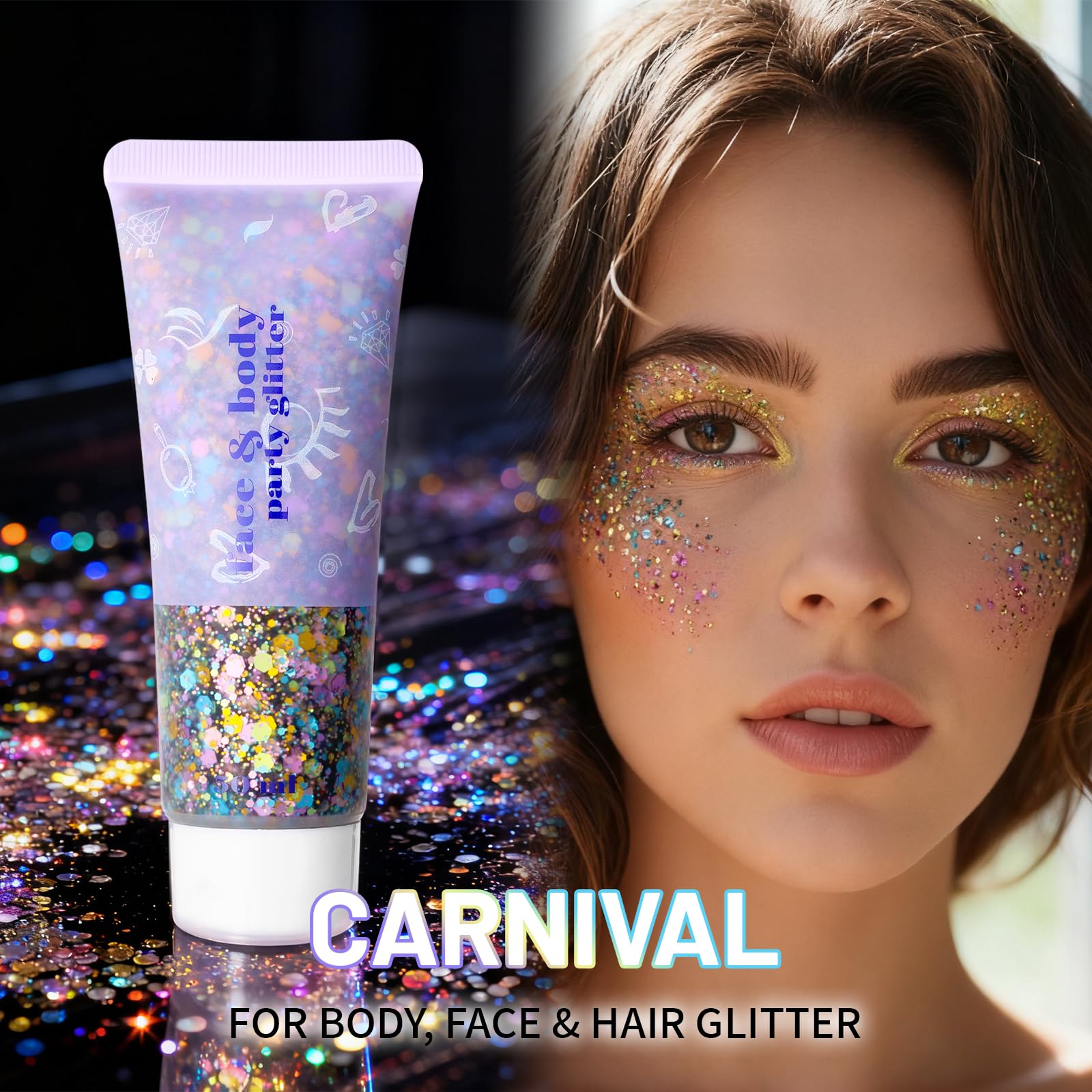 DAGEDA used in nail art showing chunky flakes for dramatic manicure