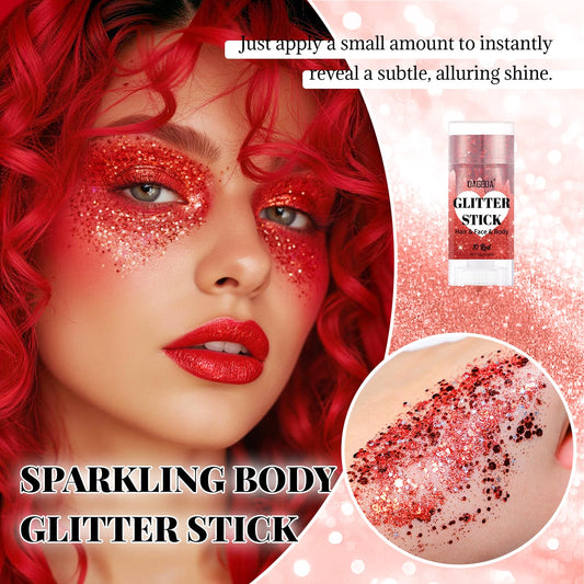DAGEDA red glitter texture closeup highlighting chunky holographic sparkle
