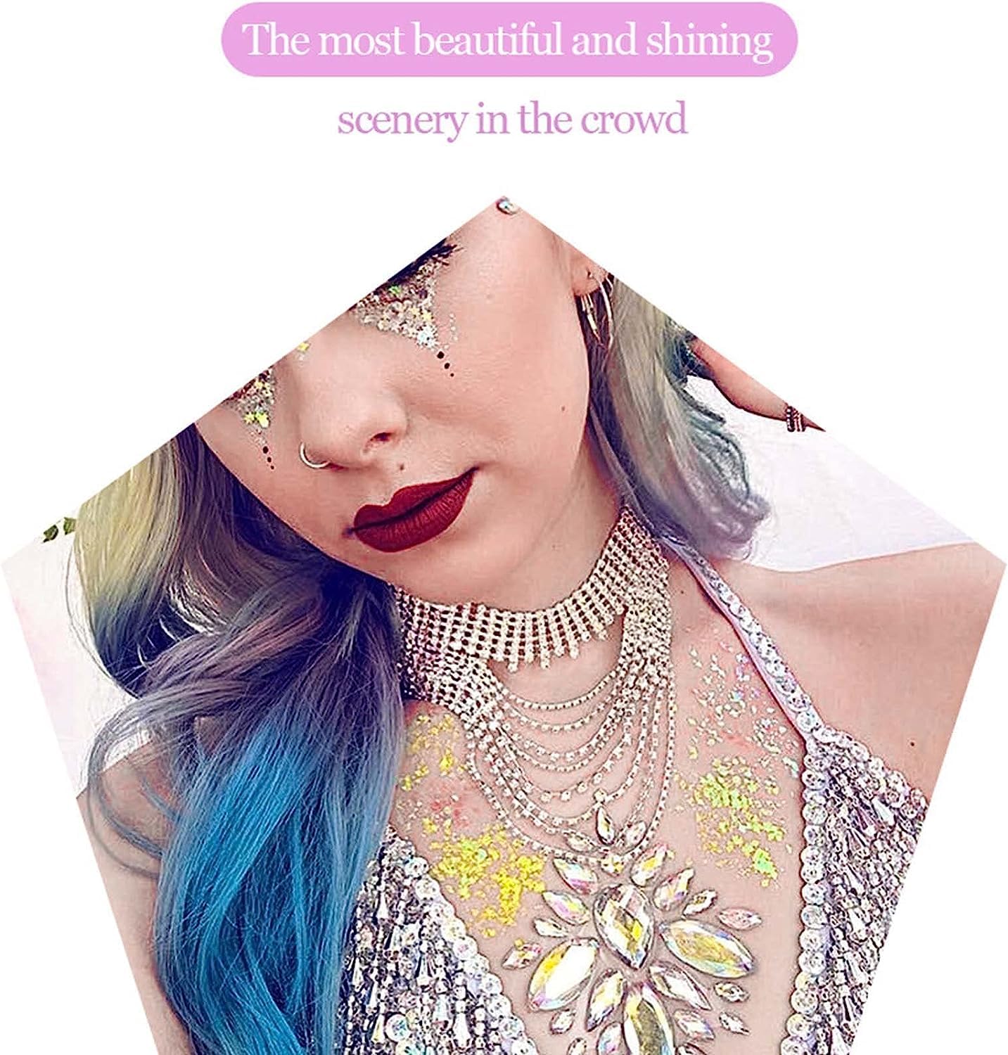 DAGEDA glitter gel in festival outfit scene illustrating bold party-ready impact