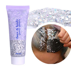 DAGEDA front packaging showing 50ml silver glitter gel and label benefits