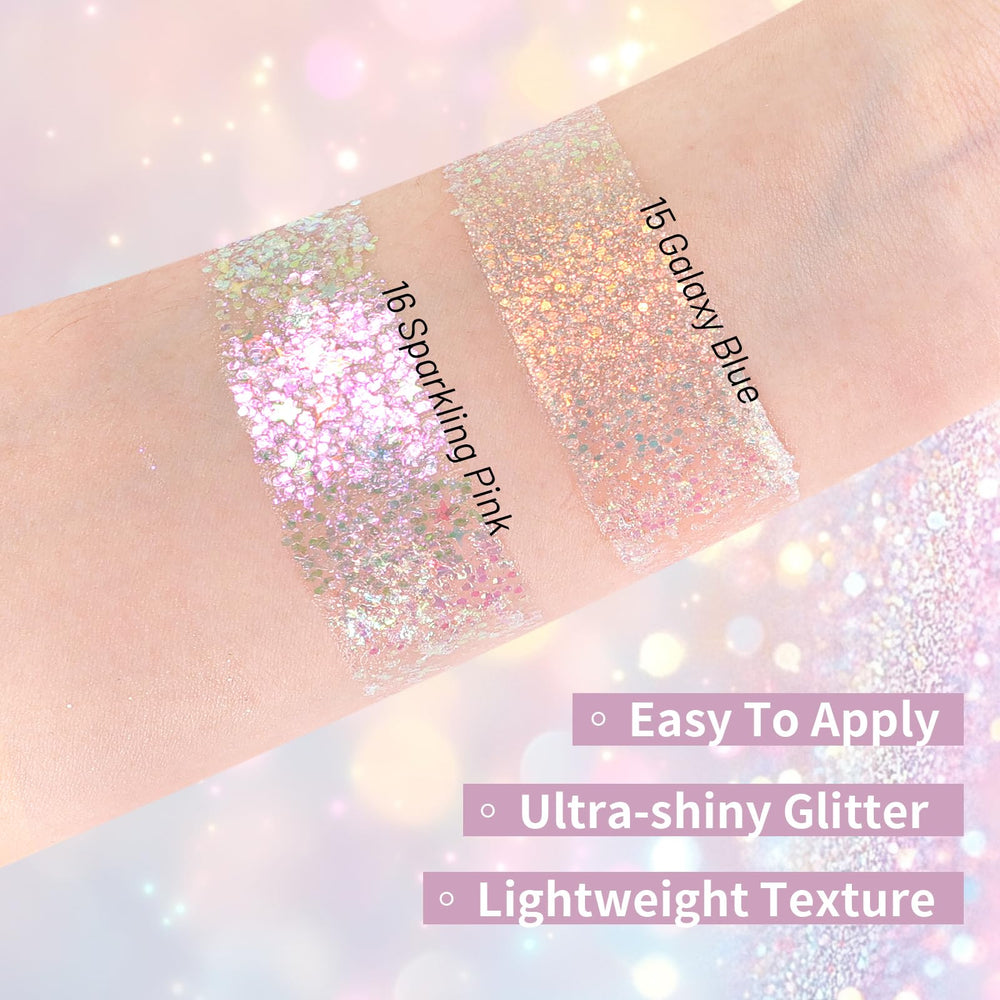 DAGEDA glitter stick held in hand demonstrating compact travel-friendly size