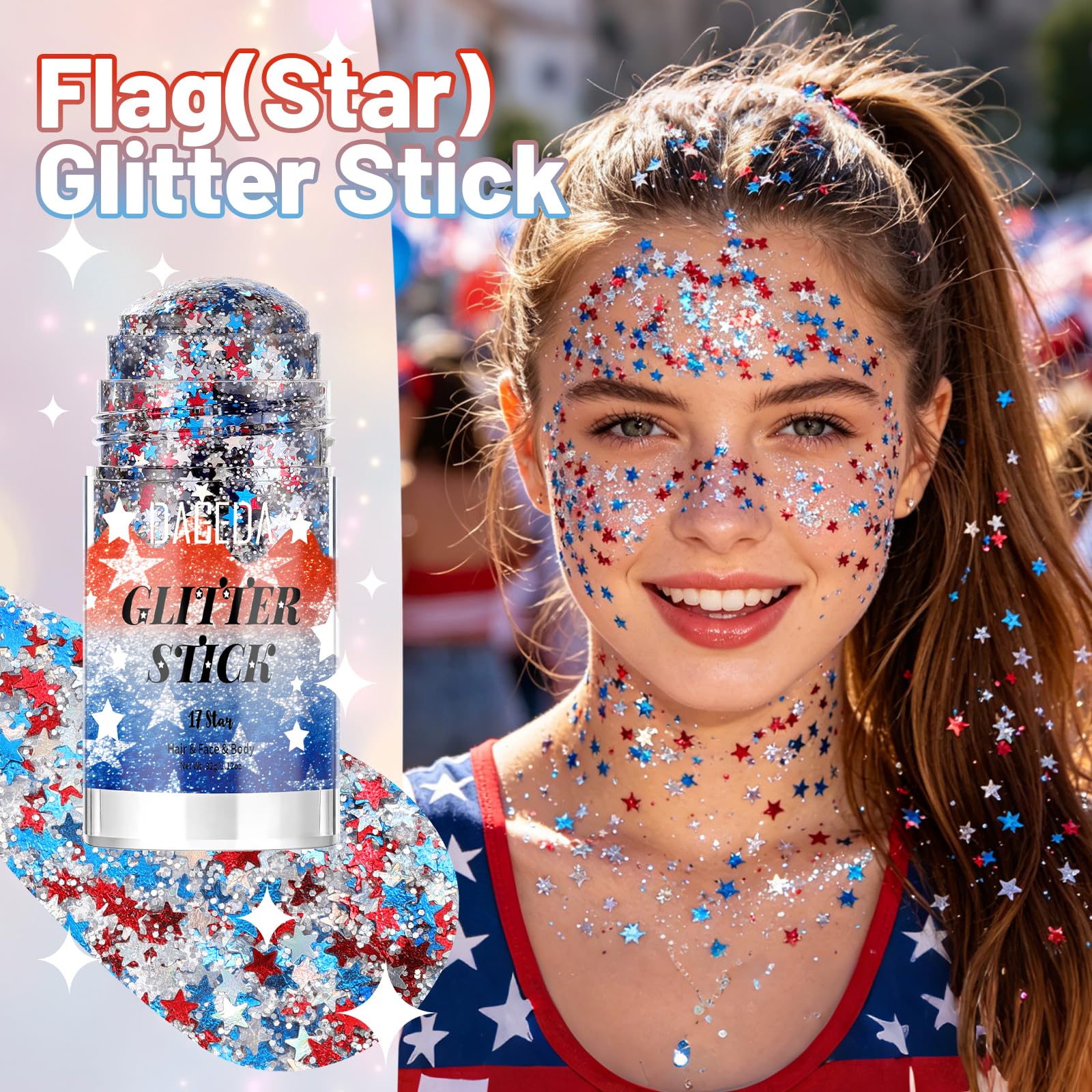 DAGEDA close-up of holographic glitter texture delivering dimensional sparkle