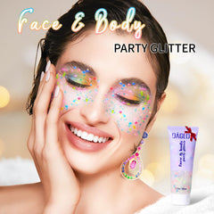 DAGEDA close-up gel texture with holographic flakes, shows reflective detail