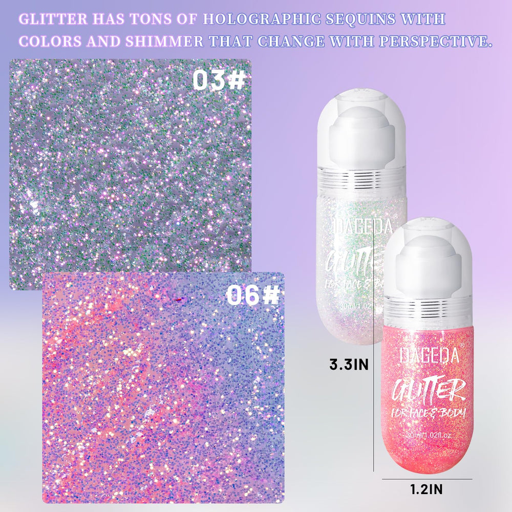 DAGEDA gel texture swirl illustrating holographic glitter suspension and smooth, non-sticky consistency.