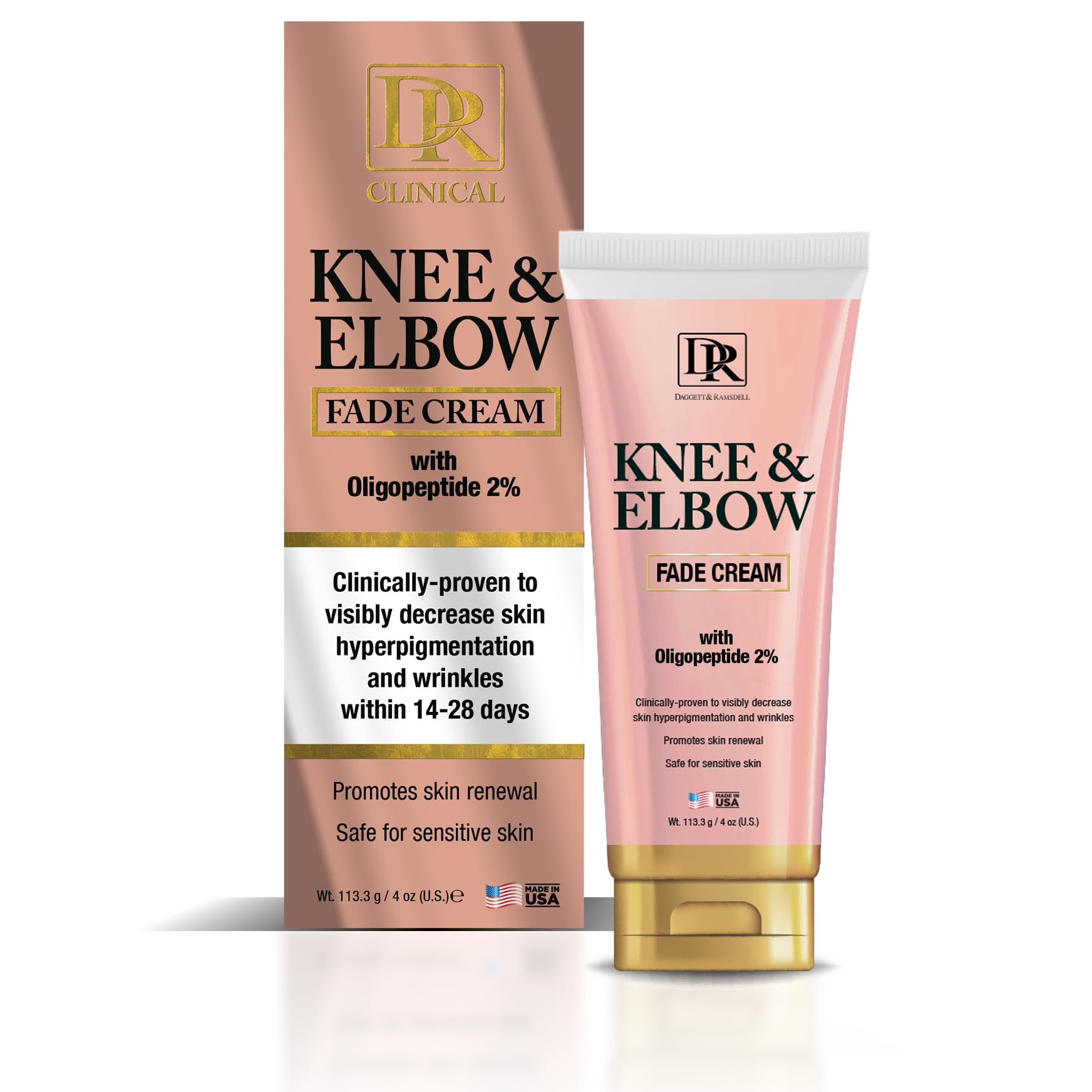 Daggett & Ramsdell front packaging showing targeted knee and elbow benefits