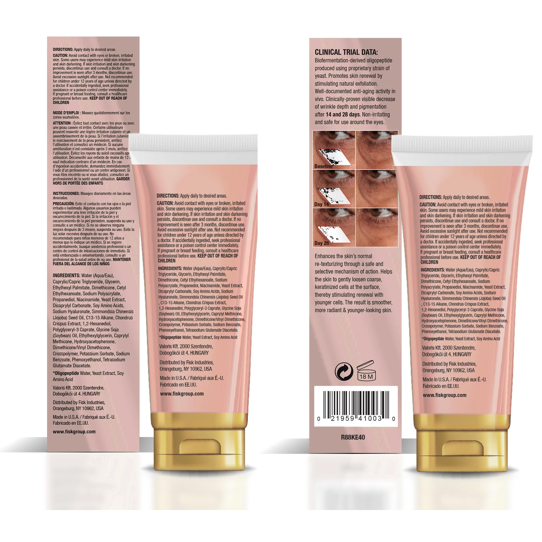 Daggett & Ramsdell tube close-up highlighting 2% oligopeptide concentration benefit