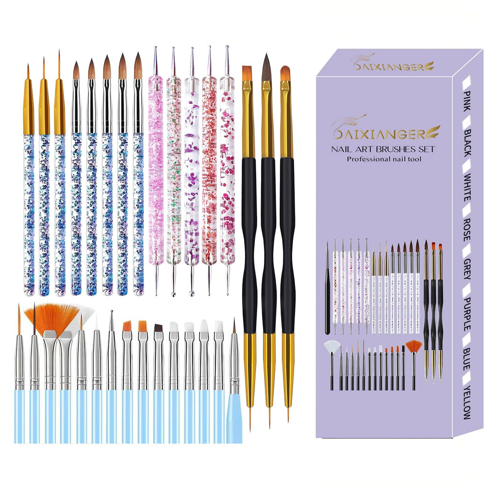 DAIXIANGER full 31-piece brush set neatly arranged showing variety and professional versatility