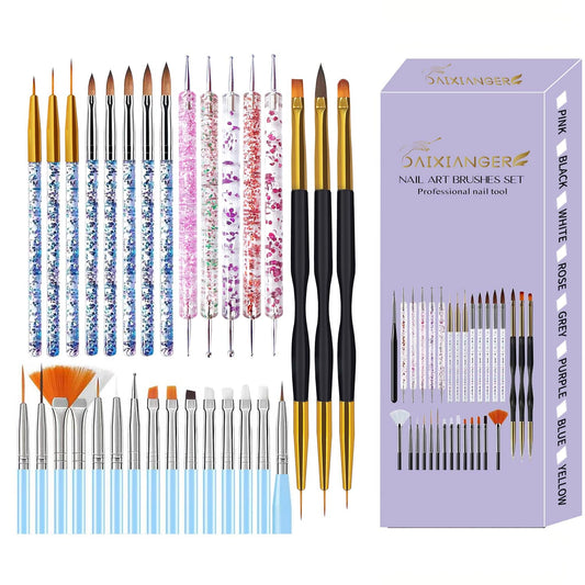 DAIXIANGER full 31-piece brush set neatly arranged showing variety and professional versatility