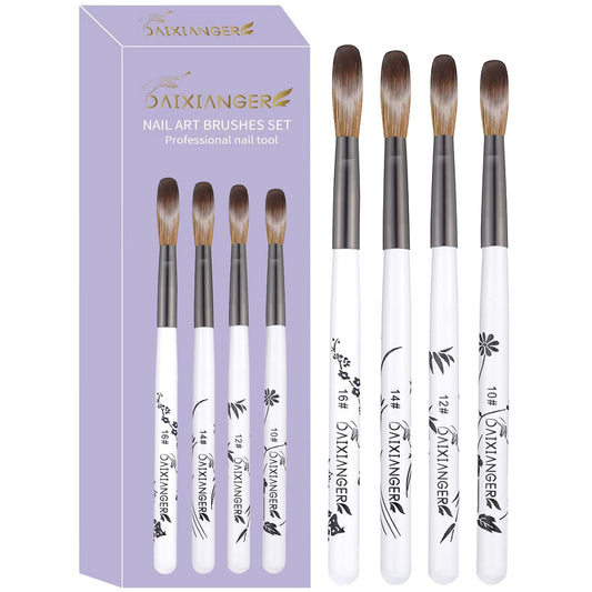 DAIXIANGER front view of four white-handle brushes showing kit and benefit of organized set