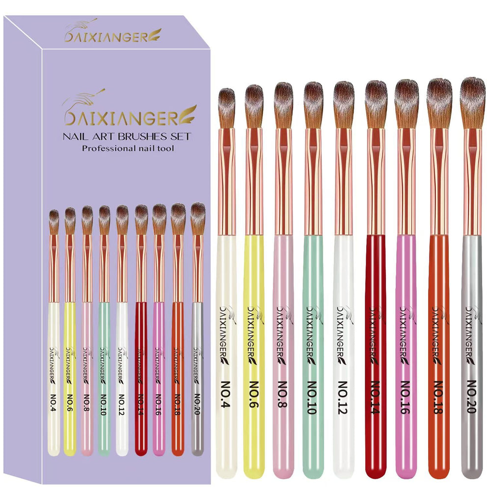 DAIXIANGER front packaging showing full nine-piece brush set for versatile nail work