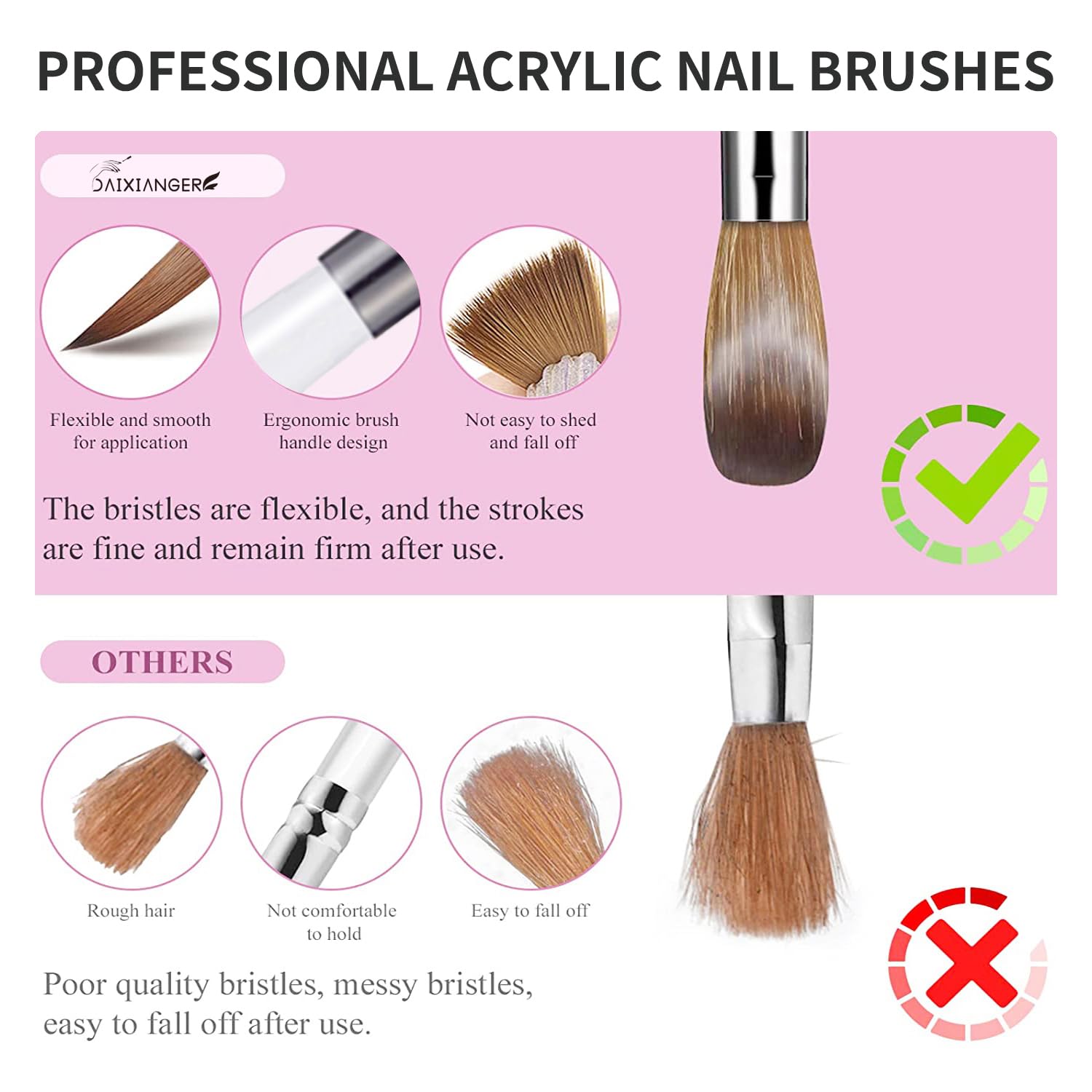 DAIXIANGER size comparison of 10 12 14 16 showing right brush choice benefit