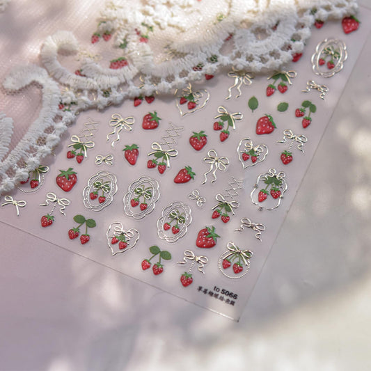 DAJIJIYOU front sheet showing strawberry and gold bow decals for quick manicures