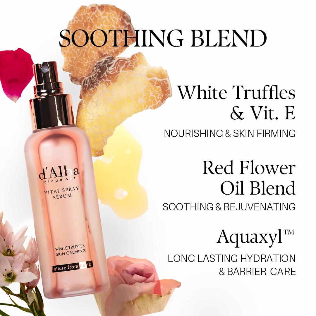 d'alba Piedmont mist over face depicting soothing relief and glow