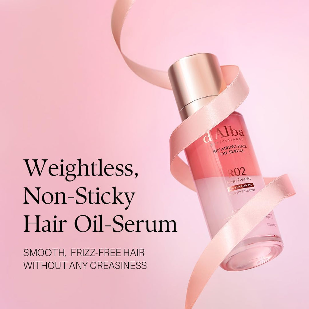 d'alba Piedmont serum being smoothed through hair to reduce frizz and add shine