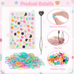 Dalycro open box with beads, rubber bands, and needle for organized storage