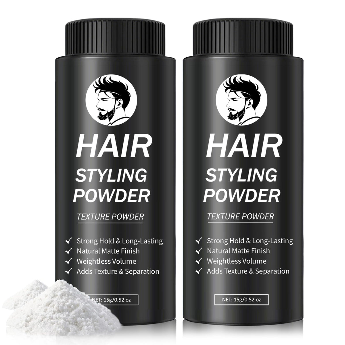 DAMUSI front packaging showing two matte powder jars and product benefit
