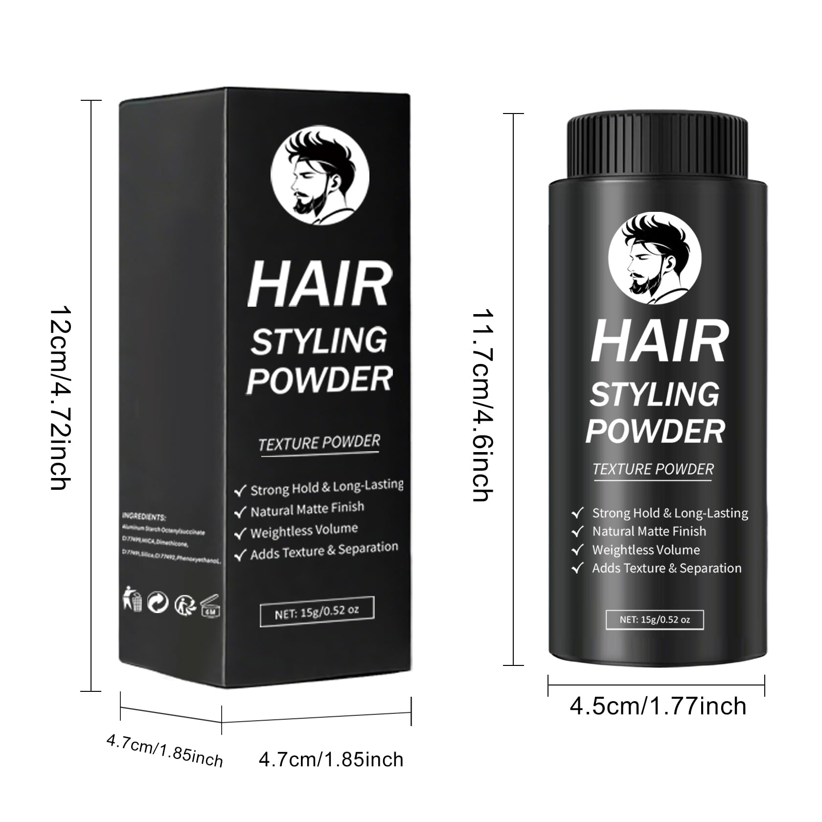 DAMUSI in travel pouch ready for on-the-go volumizing and texture