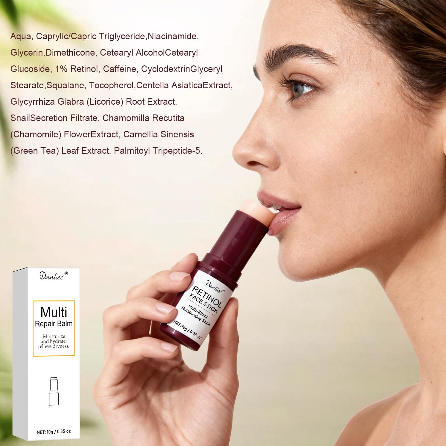 Danliss stick in a travel bag showing on-the-go firming convenience