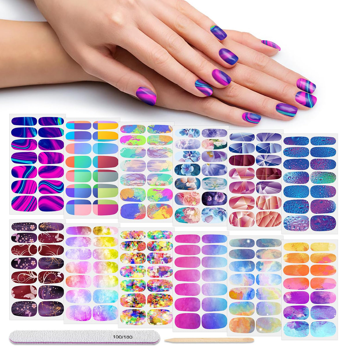 DANNEASY front packaging showing full nail strip set and tools for quick manicures