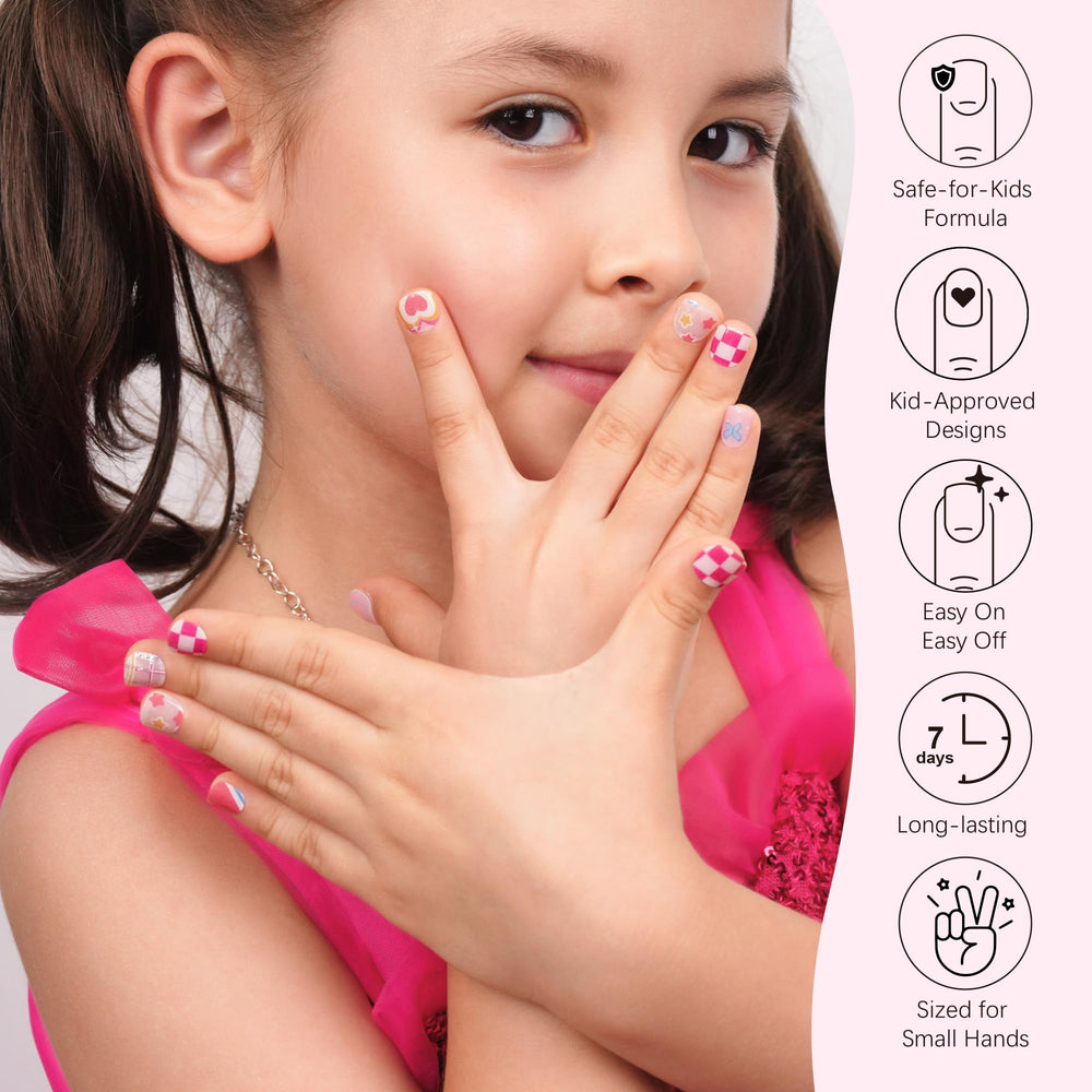 DANNI & TONI strip on child's nail demonstrating easy application benefit