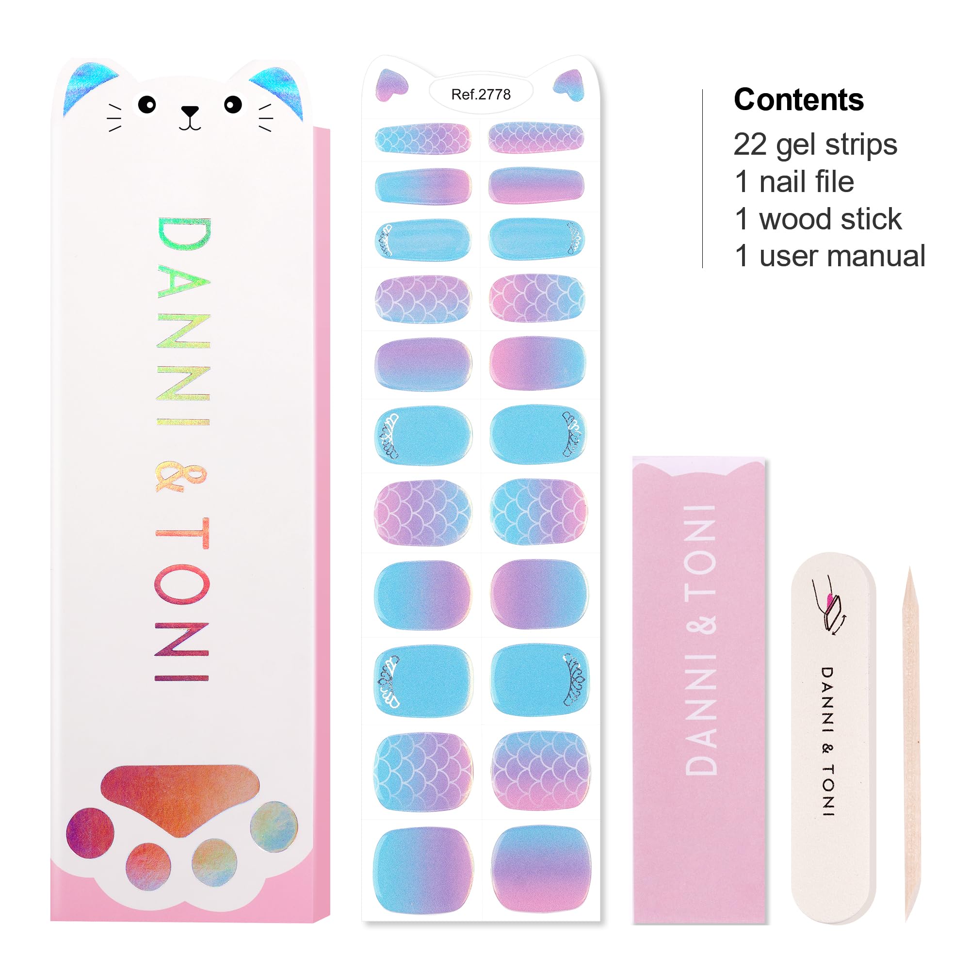 DANNI & TONI sheet layout displaying all sizes for custom nail fits