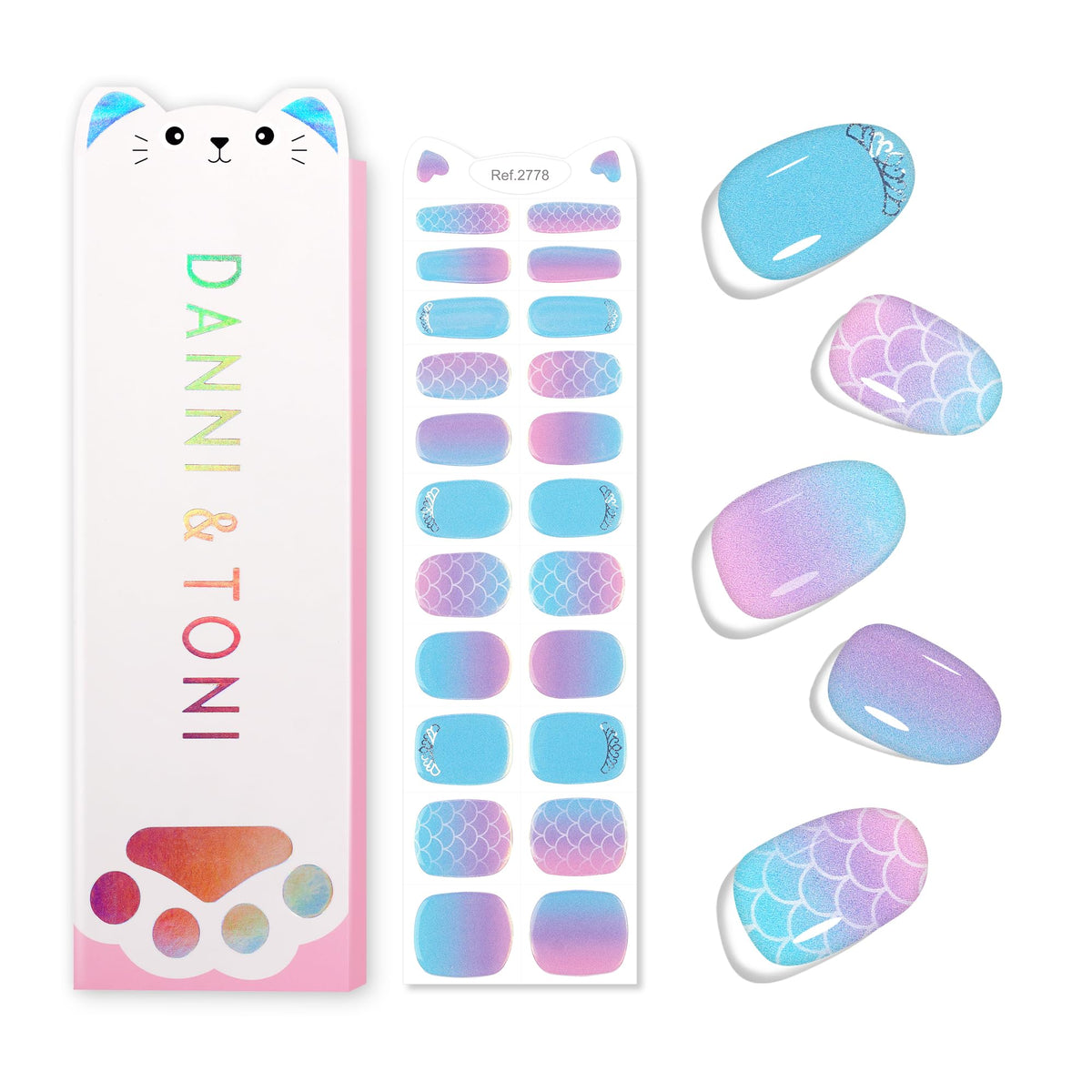 DANNI & TONI front packaging showing mermaid glimmer design and safe ingredients