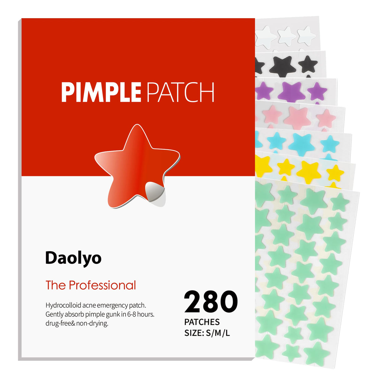 Daolyo front packaging showing 280 star patches and benefits