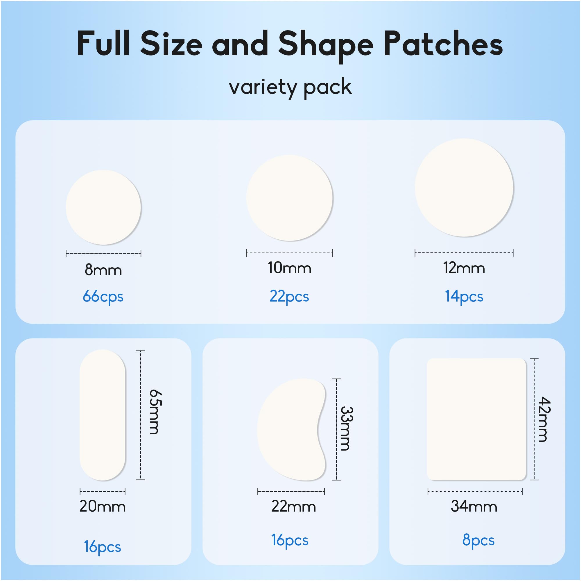 Daolyo assorted patch sizes laid out to show shape variety and selection