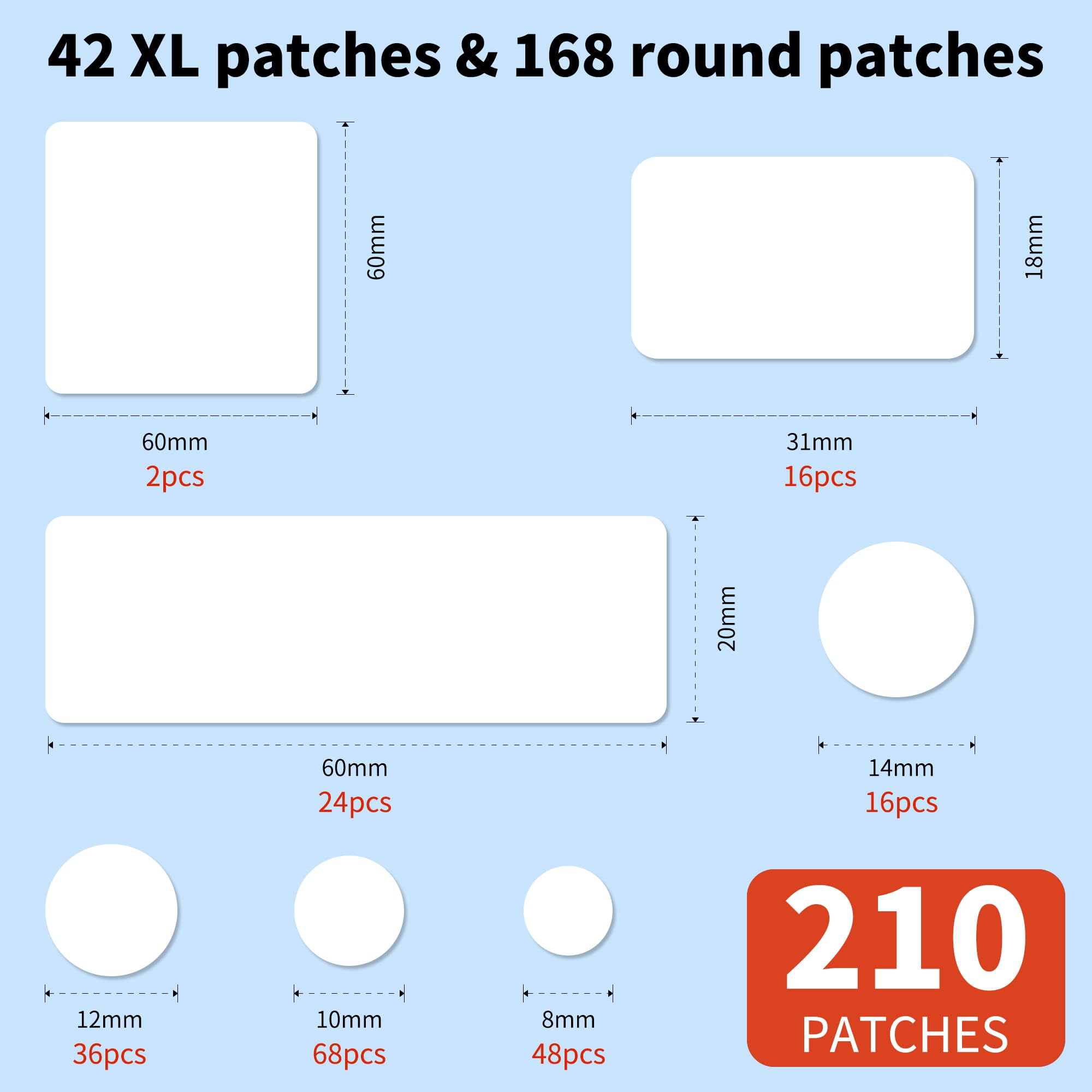 Daolyo assorted patch sizes laid out to show variety, helpful for choosing fit