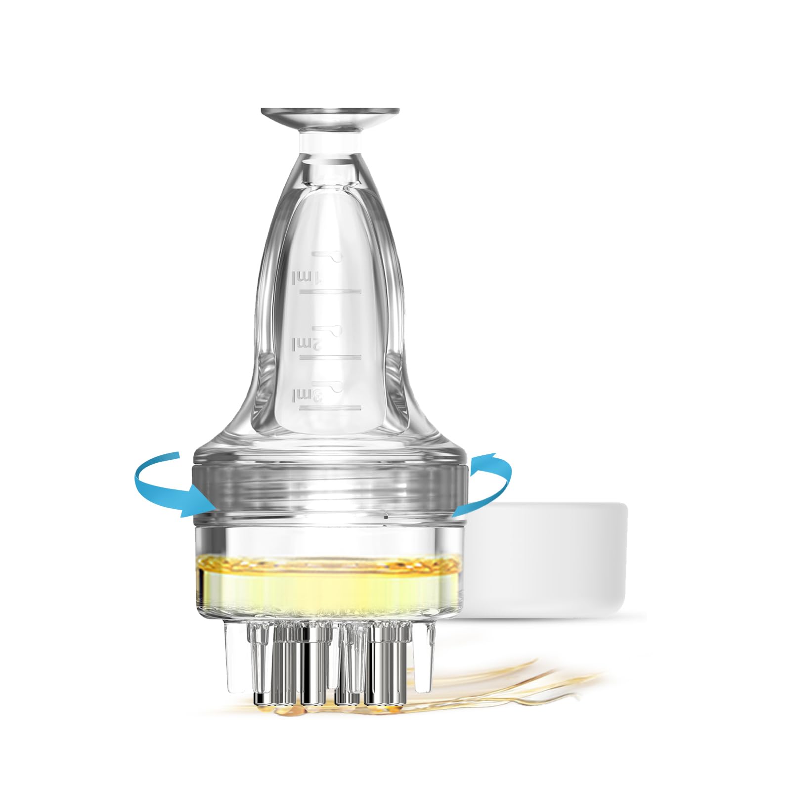 DAPENG applicator front view showing clear reservoir and cap, precise dosing benefit