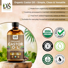 DAS NATURALS castor seeds and oil to highlight single-ingredient purity