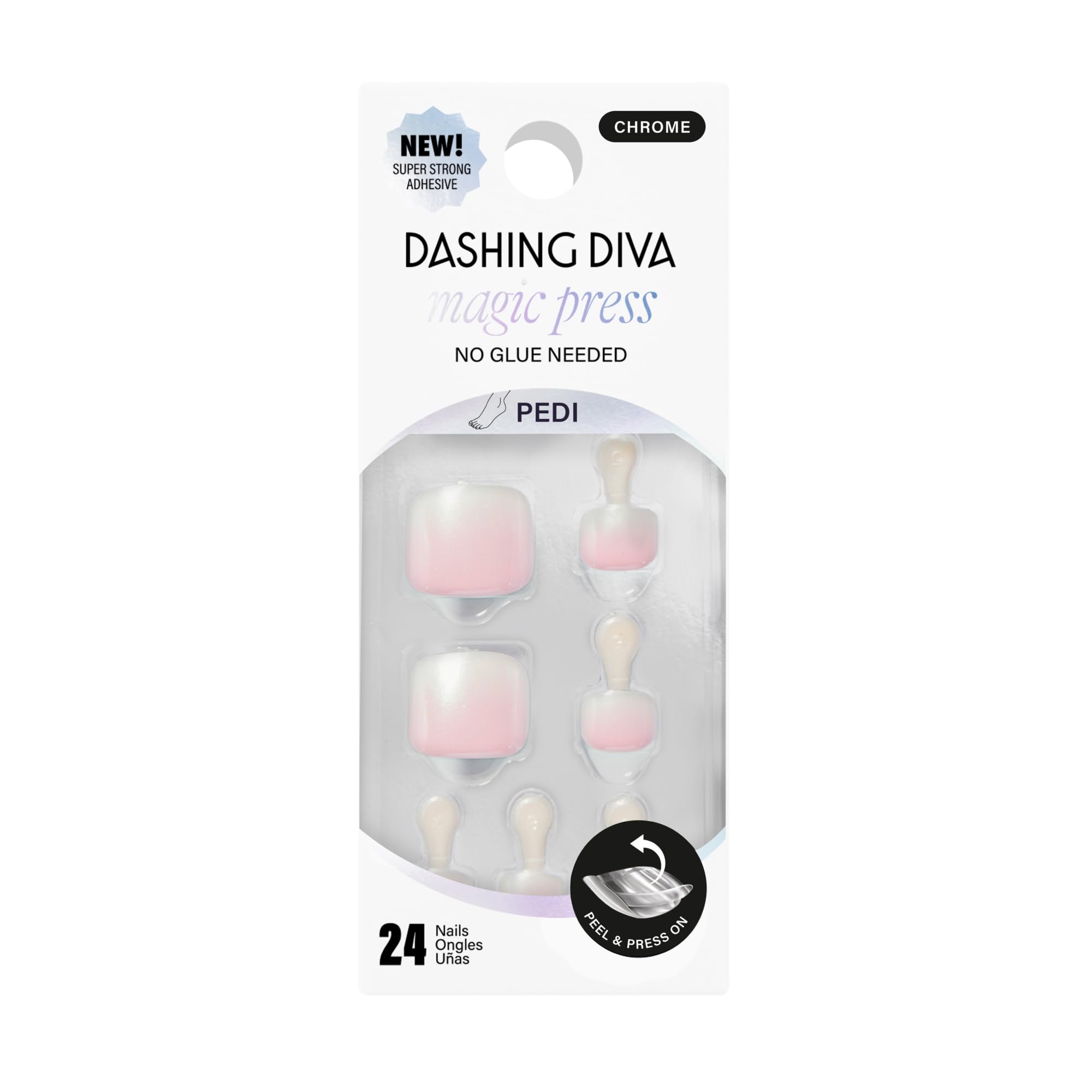 Dashing Diva front packaging showing Cupid's Bow kit and contents for easy at-home pedi