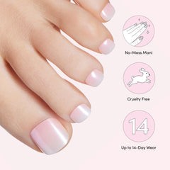 Dashing Diva array of 24 press-on toenails laid out by size for precise matching