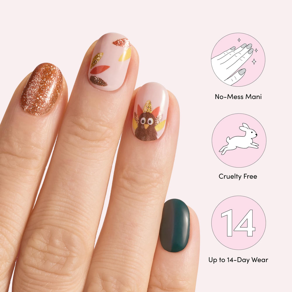 Dashing Diva strips applied on hands demonstrating instant glossy mani