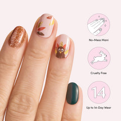 Dashing Diva strips applied on hands demonstrating instant glossy mani