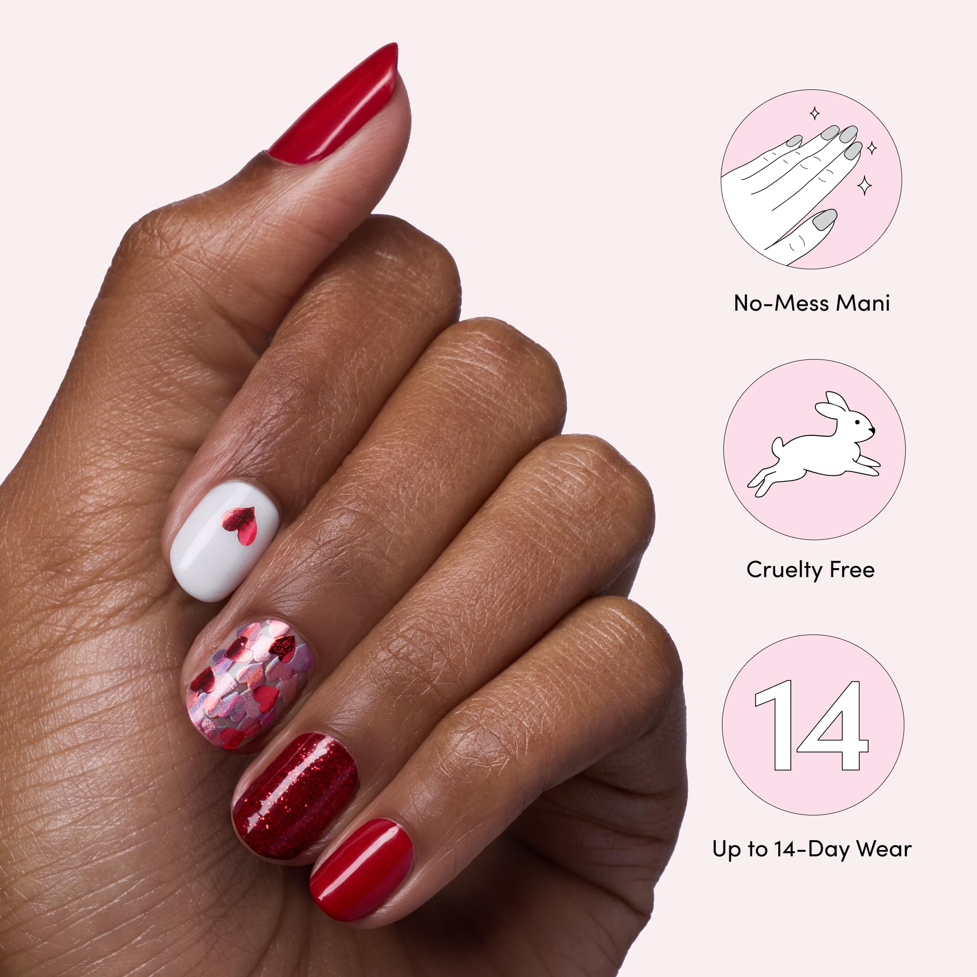 Dashing Diva worn manicure on hands showing long-lasting shine