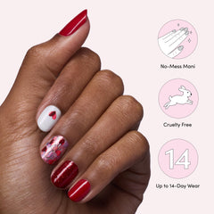 Dashing Diva worn manicure on hands showing long-lasting shine