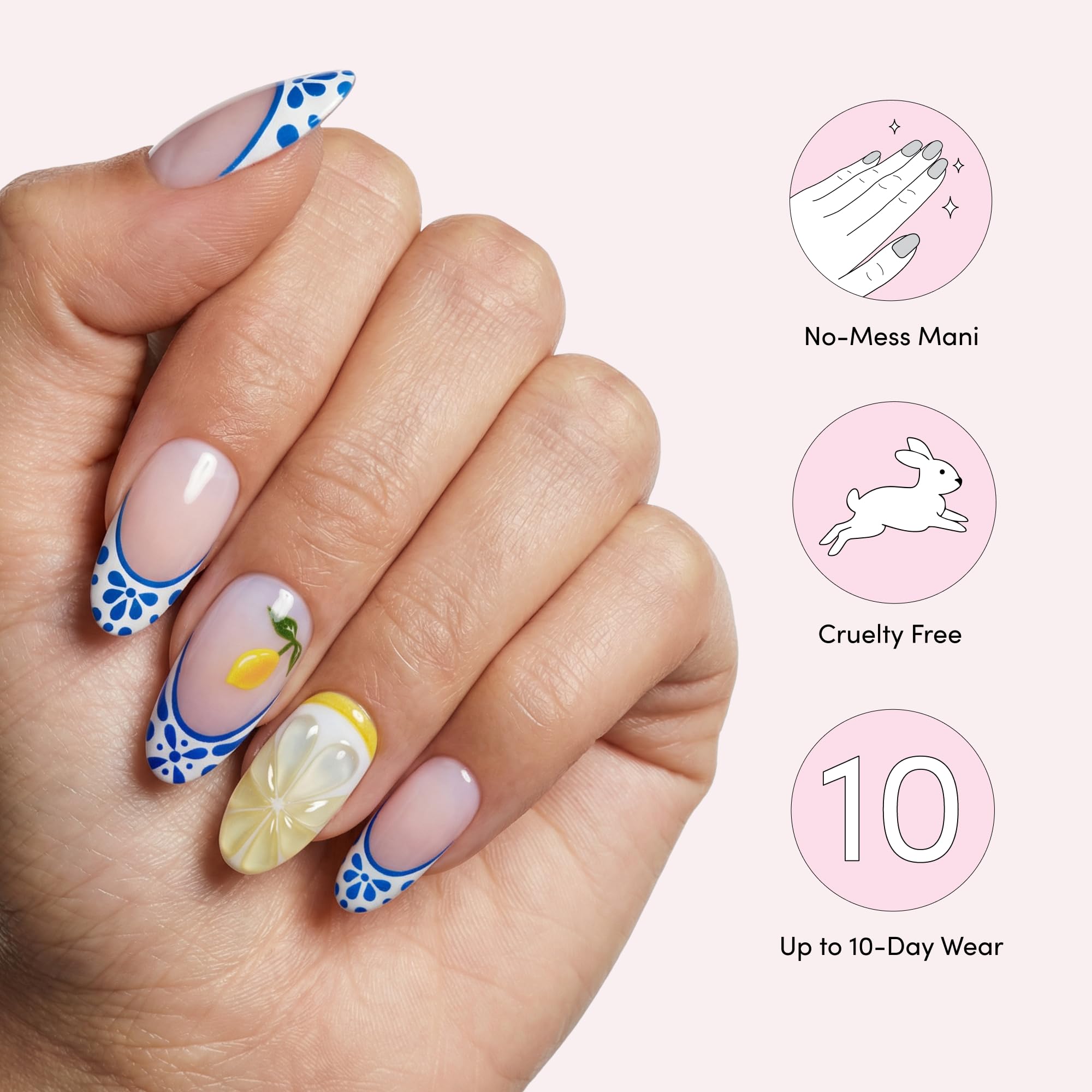 Dashing Diva lifestyle shot of summer outfit and manicured hands highlighting coastal design