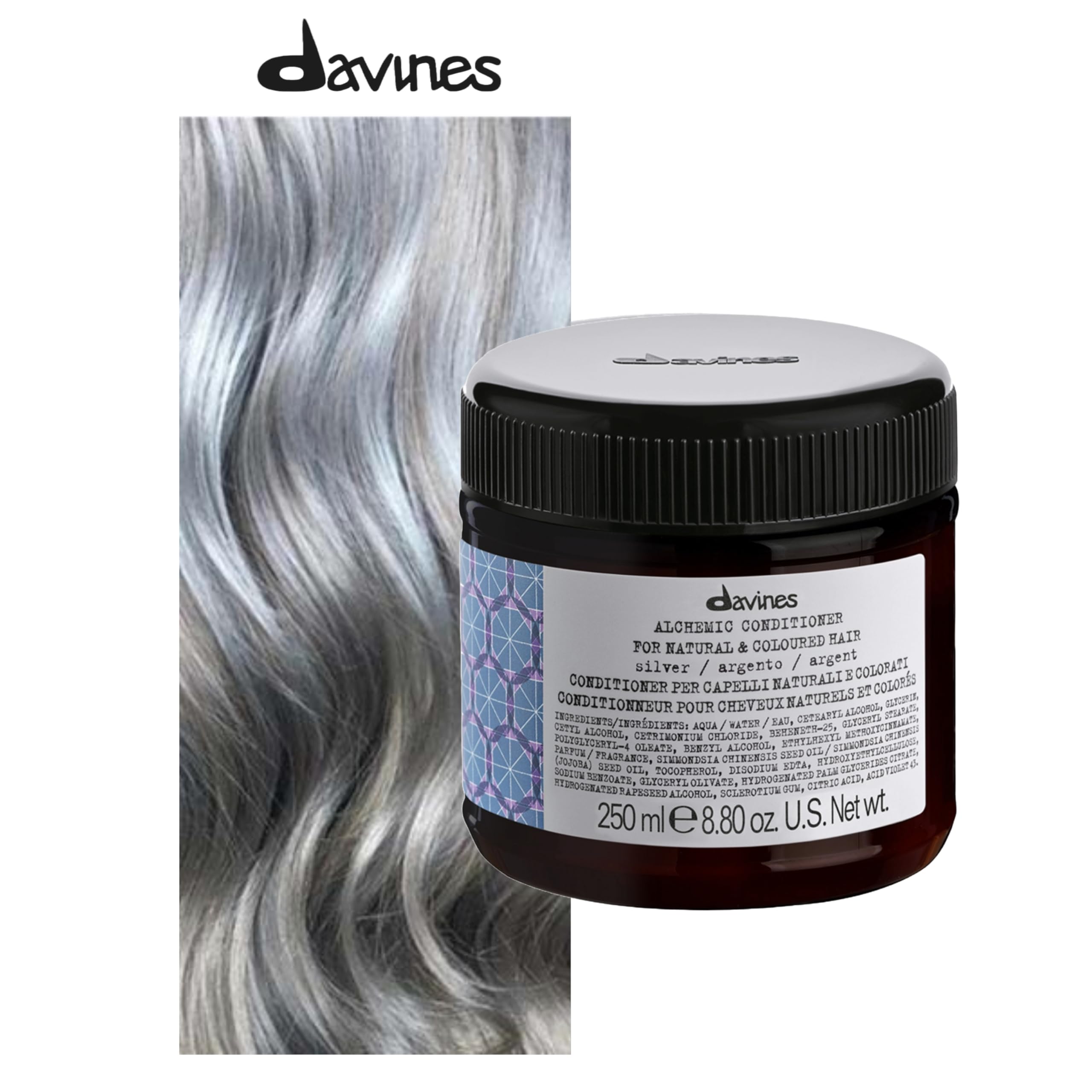 Davines open cap revealing purple cream texture and easy application benefit