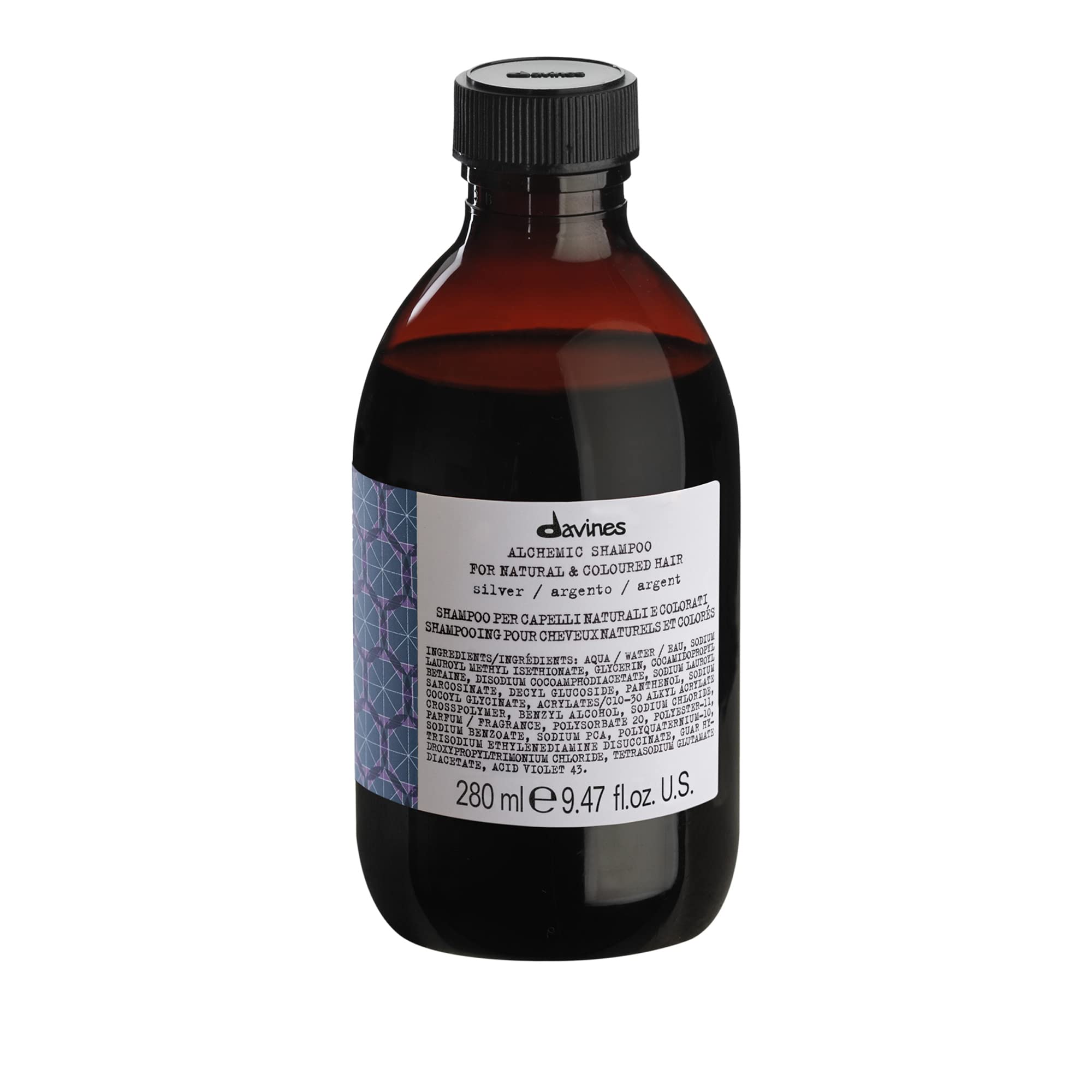 Davines bottle front view showing Alchemic Silver for cool blonde tones