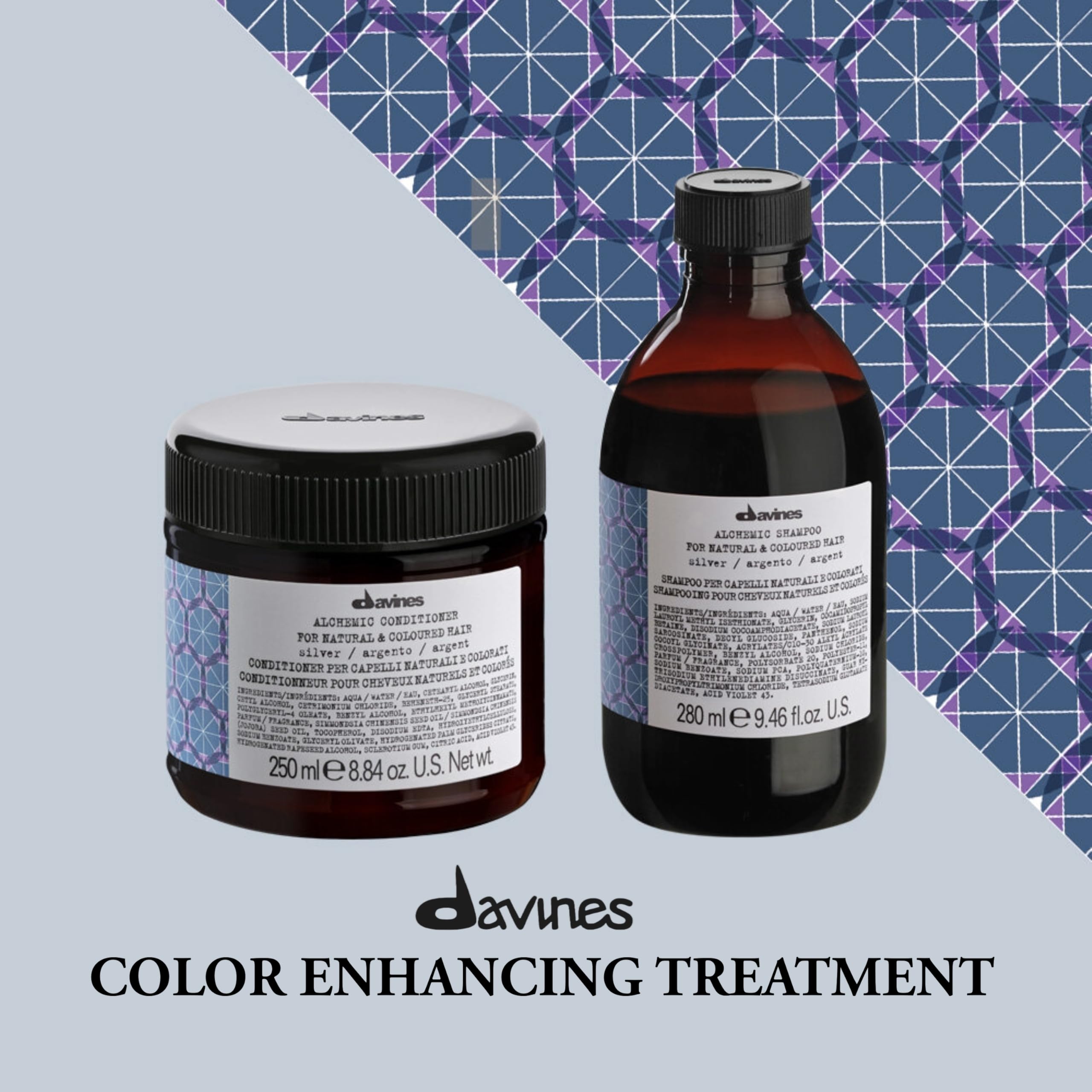 Davines purple shampoo being poured and lathered for quick toning